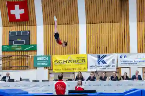 Trampolin Wettkampf Schloss Cup 2026 in der Mehrfach-Turnhalle Hellmatt in Wildegg