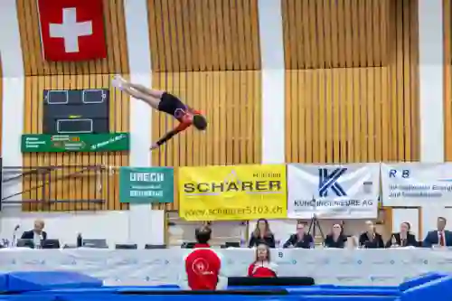 Trampolin Wettkampf Schloss Cup 2026 in der Mehrfach-Turnhalle Hellmatt in Wildegg