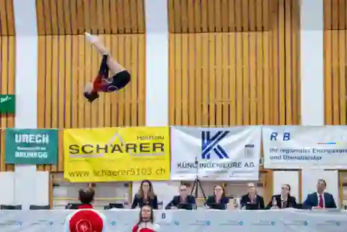Trampolin Wettkampf Schloss Cup 2026 in der Mehrfach-Turnhalle Hellmatt in Wildegg